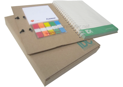 สมุดไดอารี่ ปกรีไซเคิล A5+ปากกา+Post-it+Note flag+Box